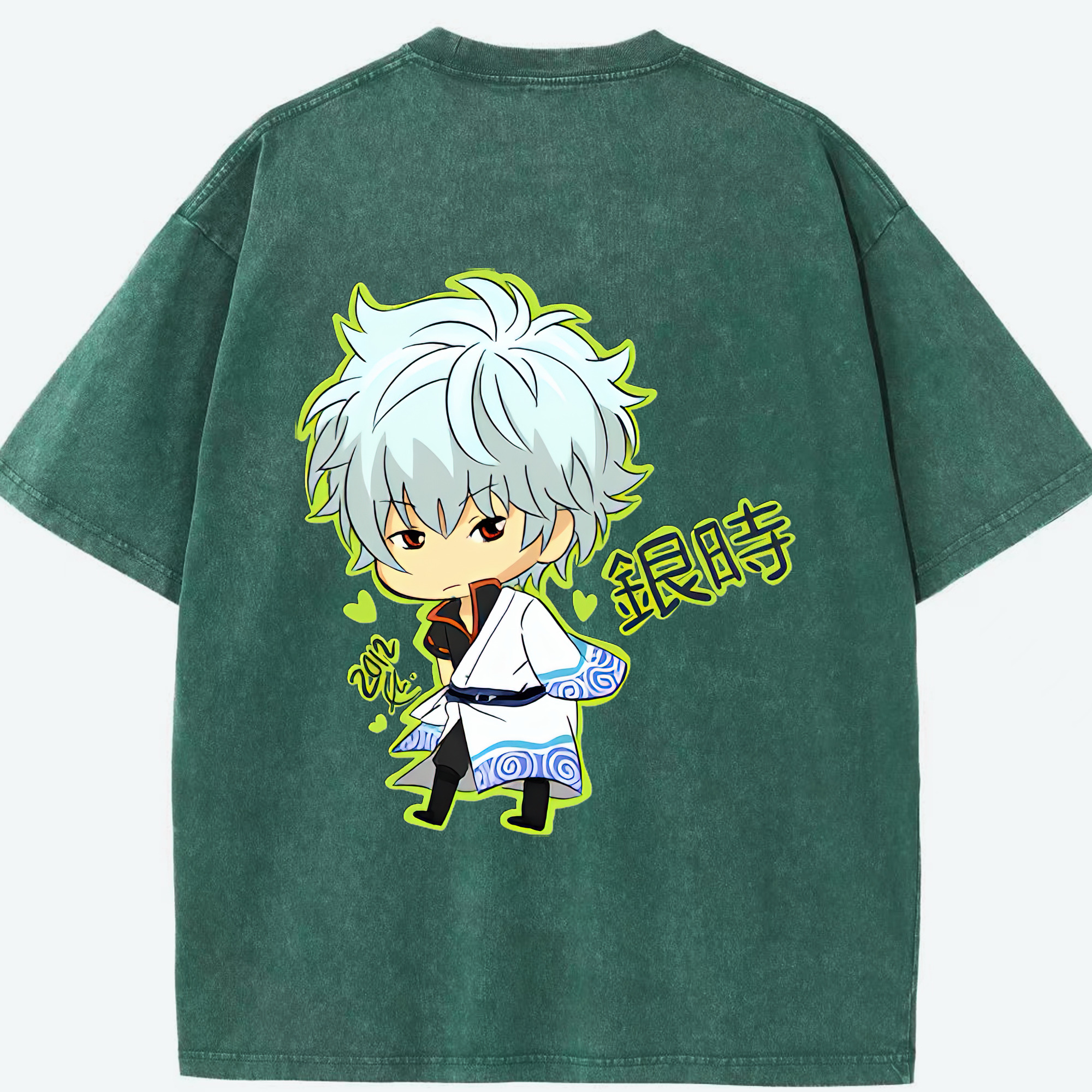 （画像用） ぎんたま 坂田銀時（さかたぎんとき） 神楽 志村新八（しむら しんぱち） GINTAMA Sakata Gintoki Kagura Shimura Shinpachi 綿100% ヴィンテージ風 半袖Tシャツ（背面プリント）